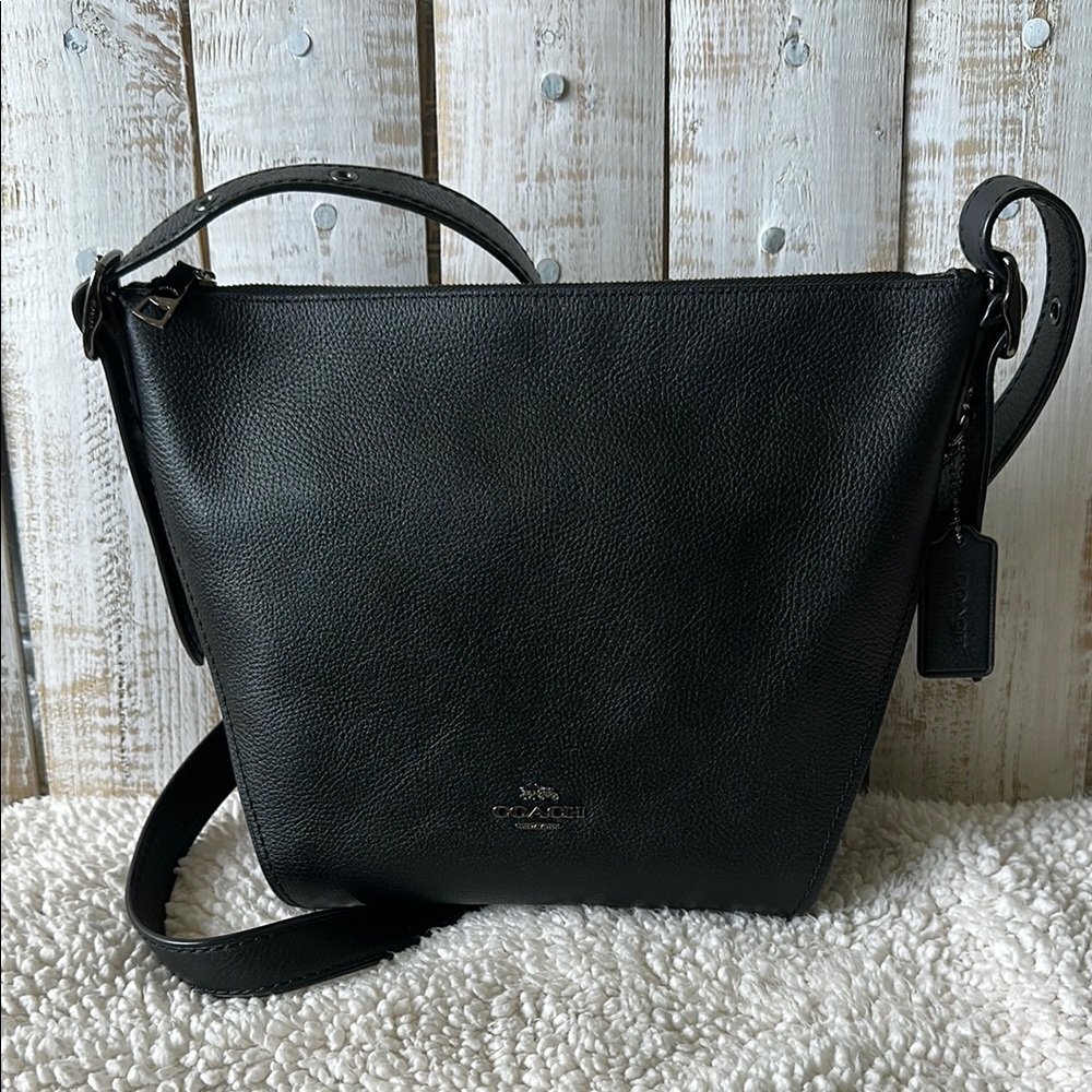 Coach Small Dufflette Pebbled Leather Crossbody Shoulder Purse Bag Black